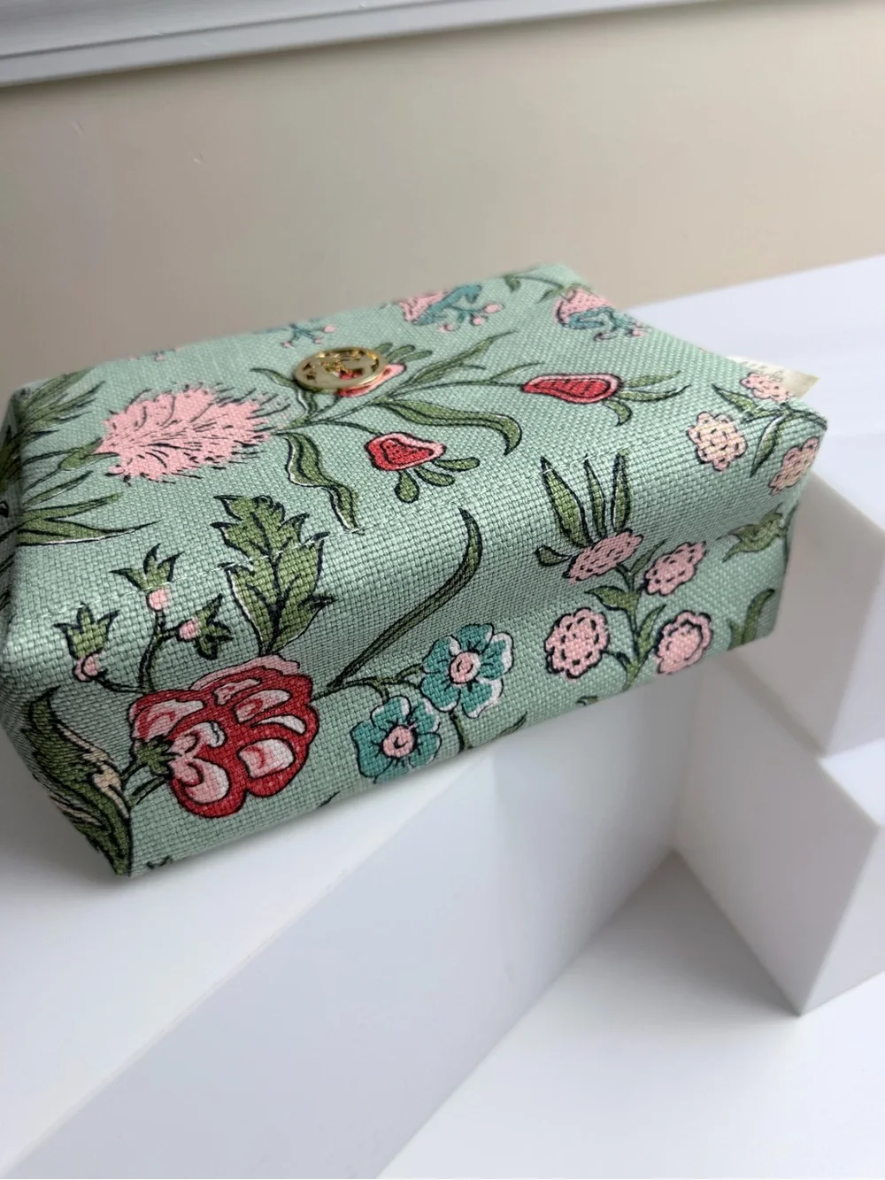 New Spartina 449 Cosmetic Case Hamilton Floral Block Print Make Up Bag Travel
